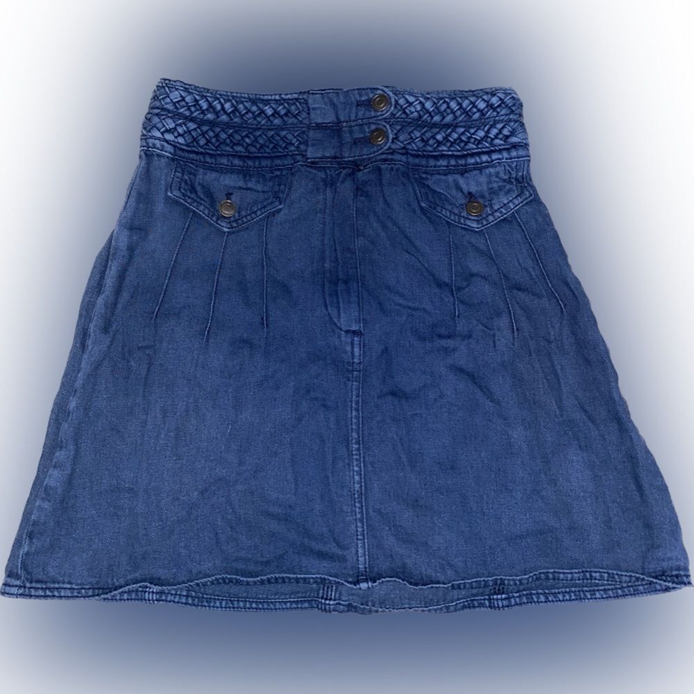 Free People Womens Mini Skirt Size 2 Navy Denim Braided Details